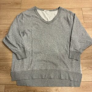 Natural Life Women’s Gray V-neck Slit Cotton Gray Heathered Sweatshirt Size L/XL